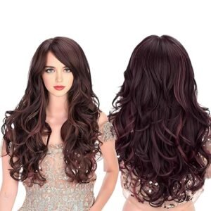 Hair Wig for Women Long Burgundy Highlights Wig