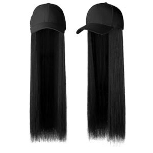 Synthetic Hair Hat 26" Long Straight Hair (Dark Brown) 