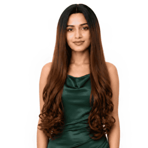 Paradise 28 Inch Curly Hair Wig for Women, Black to Warm Brown Ombre