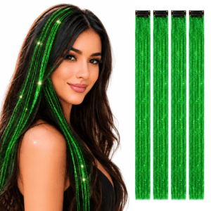 Paradise Glitter Hair Extensions 4Pc Green