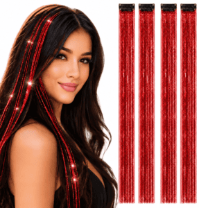 Paradise Glitter Hair Streak 4 pc Red