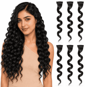 Paradise Colored Hair Strips/ Streak 1Clip Hair Extensions For Women And Girls 20Inch Pack Of 6pc